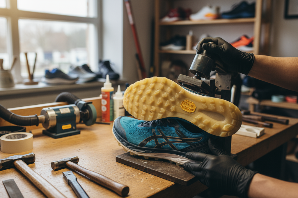 resoling running shoe with vibram lite base sole